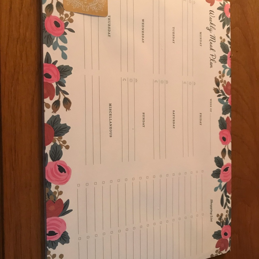 Meal Planner Tearable Sheets